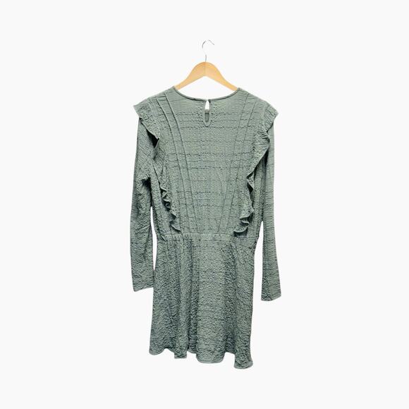 NWOT Zara Ruffled Mini Dress Striped Blue and Green Women’s Size XL - Picture 7 of 9